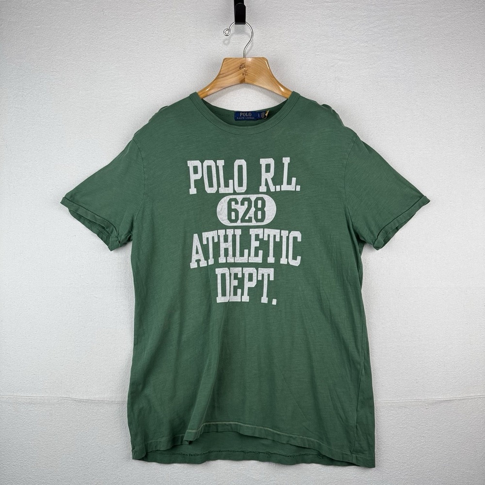 Polo Ralph Lauren Athletic Dept Light Weight Graphic Crew Neck Tee Green Mens L